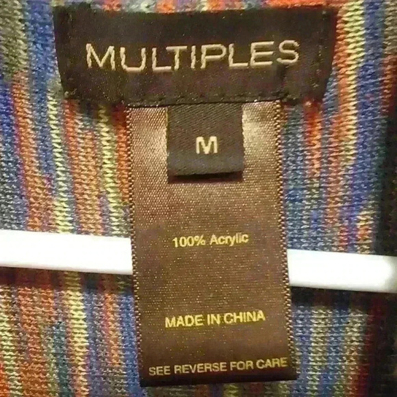 Multiples Multi Color Stripe Cardigan - Size Medium - Picture 3 of 5
